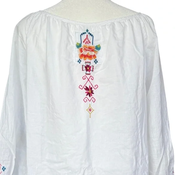 Johnny Was 3J Workshop White Embroidered  Blouse‎ Sz XS - Picture 7 of 11